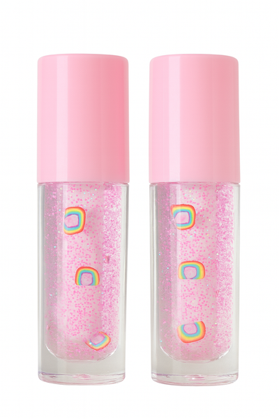 PINK RAINBOW GLITTER 10pc LIP GLOSS WHOLESALE