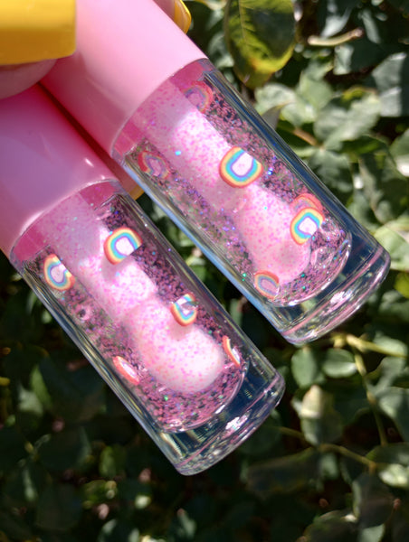 PINK RAINBOW GLITTER 10pc LIP GLOSS WHOLESALE