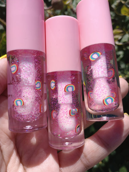 PINK RAINBOW GLITTER 10pc LIP GLOSS WHOLESALE